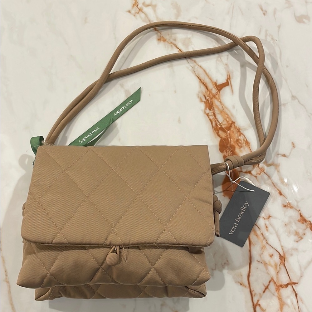 Vera Bradley Tan Quilted Crossbody Bag Baird Hipster in Tiger’s Eye